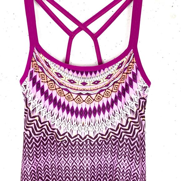 Prana Womens Cora Ikat Tank Dress Violet Sol Purple Built In Bra A-Line Size XS - Picture 5 of 11